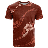 Aloha Hawaii Floral Tapa T Shirt Patchwork Crimson - Polynesian Pride