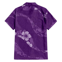 Aloha Hawaii Floral Tapa Family Matching Off Shoulder Maxi Dress and Hawaiian Shirt Patchwork Violet - Polynesian Pride