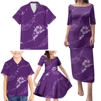 Aloha Hawaii Floral Tapa Family Matching Puletasi and Hawaiian Shirt Patchwork Violet LT7 - Polynesian Pride