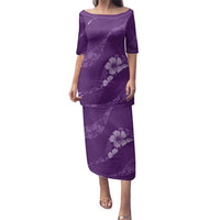 Aloha Hawaii Floral Tapa Family Matching Puletasi and Hawaiian Shirt Patchwork Violet LT7 Mom's Dress Violet - Polynesian Pride