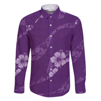 Aloha Hawaii Floral Tapa Family Matching Short Sleeve Bodycon Dress and Hawaiian Shirt Patchwork Violet - Polynesian Pride