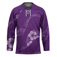 Aloha Hawaii Floral Tapa Hockey Jersey Patchwork Violet LT7 Unisex Violet - Polynesian Pride
