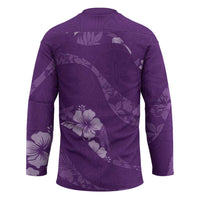 Aloha Hawaii Floral Tapa Hockey Jersey Patchwork Violet LT7 - Polynesian Pride