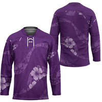 Aloha Hawaii Floral Tapa Hockey Jersey Patchwork Violet - Polynesian Pride