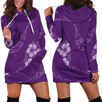 Aloha Hawaii Floral Tapa Hoodie Dress Patchwork Violet - Polynesian Pride