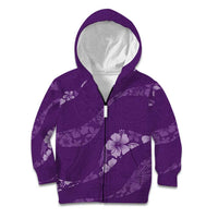 Aloha Hawaii Floral Tapa Kid Hoodie Patchwork Violet LT7 Zip Hoodie Violet - Polynesian Pride