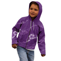Aloha Hawaii Floral Tapa Kid Hoodie Patchwork Violet LT7 - Polynesian Pride