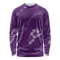 Aloha Hawaii Floral Tapa Long Sleeve Shirt Patchwork Violet LT7 Unisex Violet - Polynesian Pride