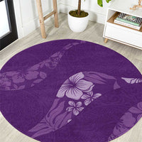 Aloha Hawaii Floral Tapa Round Carpet Patchwork Violet - Polynesian Pride