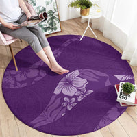 Aloha Hawaii Floral Tapa Round Carpet Patchwork Violet - Polynesian Pride