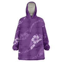 Aloha Hawaii Floral Tapa Wearable Blanket Hoodie Patchwork Violet LT7 One Size Violet - Polynesian Pride