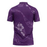 Aloha Hawaii Floral Tapa Zipper Polo Shirt Patchwork Violet LT7 - Polynesian Pride