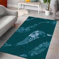 Aloha Hawaii Floral Tapa Area Rug Patchwork Teal - Polynesian Pride