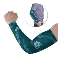 Aloha Hawaii Floral Tapa Arm Sleeves Patchwork Teal - Polynesian Pride