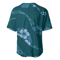 Aloha Hawaii Floral Tapa Baseball Jersey Patchwork Teal - Polynesian Pride