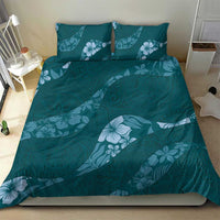 Aloha Hawaii Floral Tapa Bedding Set Patchwork Teal - Polynesian Pride