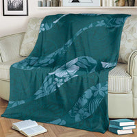 Aloha Hawaii Floral Tapa Blanket Patchwork Teal - Polynesian Pride