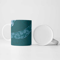 Aloha Hawaii Floral Tapa Ceramic Mug Patchwork Teal - Polynesian Pride