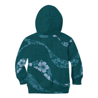 Aloha Hawaii Floral Tapa Kid Hoodie Patchwork Teal LT7 - Polynesian Pride