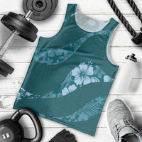 Aloha Hawaii Floral Tapa Men Tank Top Patchwork Teal LT7 - Polynesian Pride