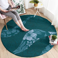 Aloha Hawaii Floral Tapa Round Carpet Patchwork Teal - Polynesian Pride