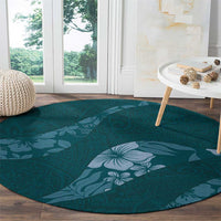 Aloha Hawaii Floral Tapa Round Carpet Patchwork Teal - Polynesian Pride