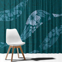 Aloha Hawaii Floral Tapa Window Curtain Patchwork Teal - Polynesian Pride