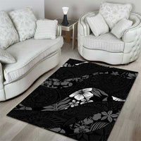 Aloha Hawaii Floral Tapa Area Rug Patchwork Charcoal - Polynesian Pride