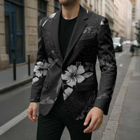 Aloha Hawaii Floral Tapa Blazer Patchwork Charcoal - Polynesian Pride