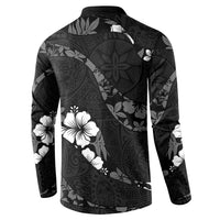 Aloha Hawaii Floral Tapa Button Sweatshirt Patchwork Charcoal LT7 - Polynesian Pride