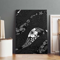 Aloha Hawaii Floral Tapa Canvas Wall Art Patchwork Charcoal - Polynesian Pride