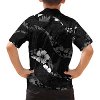 Aloha Hawaii Floral Tapa Family Matching Puletasi and Hawaiian Shirt Patchwork Charcoal LT7 - Polynesian Pride