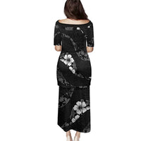 Aloha Hawaii Floral Tapa Family Matching Puletasi and Hawaiian Shirt Patchwork Charcoal LT7 - Polynesian Pride