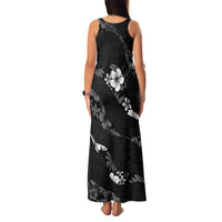 Aloha Hawaii Floral Tapa Family Matching Tank Maxi Dress and Hawaiian Shirt Patchwork Charcoal - Polynesian Pride