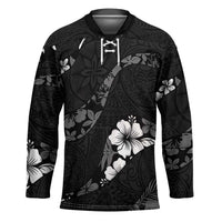 Aloha Hawaii Floral Tapa Hockey Jersey Patchwork Charcoal LT7 Unisex Charcoal - Polynesian Pride