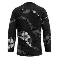 Aloha Hawaii Floral Tapa Hockey Jersey Patchwork Charcoal - Polynesian Pride