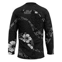 Aloha Hawaii Floral Tapa Hockey Jersey Patchwork Charcoal LT7 - Polynesian Pride