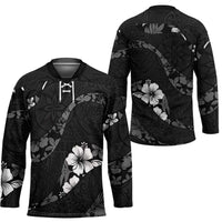 Aloha Hawaii Floral Tapa Hockey Jersey Patchwork Charcoal LT7 - Polynesian Pride