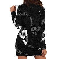 Aloha Hawaii Floral Tapa Hoodie Dress Patchwork Charcoal - Polynesian Pride