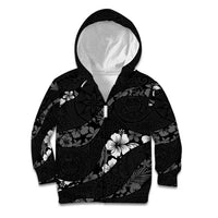 Aloha Hawaii Floral Tapa Kid Hoodie Patchwork Charcoal LT7 Zip Hoodie Charcoal - Polynesian Pride