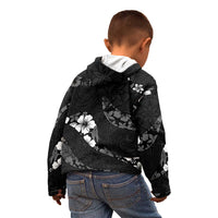 Aloha Hawaii Floral Tapa Kid Hoodie Patchwork Charcoal LT7 - Polynesian Pride