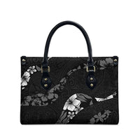 Aloha Hawaii Floral Tapa Leather Bag Patchwork Charcoal - Polynesian Pride