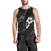 Aloha Hawaii Floral Tapa Men Tank Top Patchwork Charcoal LT7 - Polynesian Pride