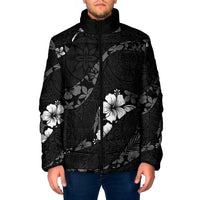 Aloha Hawaii Floral Tapa Padded Jacket Patchwork Charcoal LT7 Men Charcoal - Polynesian Pride