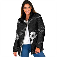 Aloha Hawaii Floral Tapa Padded Jacket Patchwork Charcoal LT7 Women Charcoal - Polynesian Pride