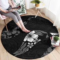 Aloha Hawaii Floral Tapa Round Carpet Patchwork Charcoal - Polynesian Pride