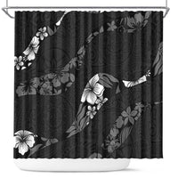 Aloha Hawaii Floral Tapa Shower Curtain Patchwork Charcoal - Polynesian Pride