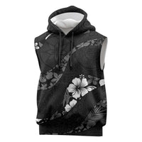 Aloha Hawaii Floral Tapa Sleeveless Hoodie Patchwork Charcoal LT7 Charcoal - Polynesian Pride
