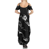 Aloha Hawaii Floral Tapa Summer Maxi Dress Patchwork Charcoal - Polynesian Pride