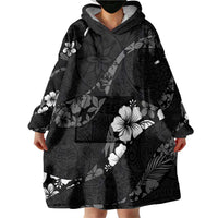 Aloha Hawaii Floral Tapa Wearable Blanket Hoodie Patchwork Charcoal LT7 - Polynesian Pride